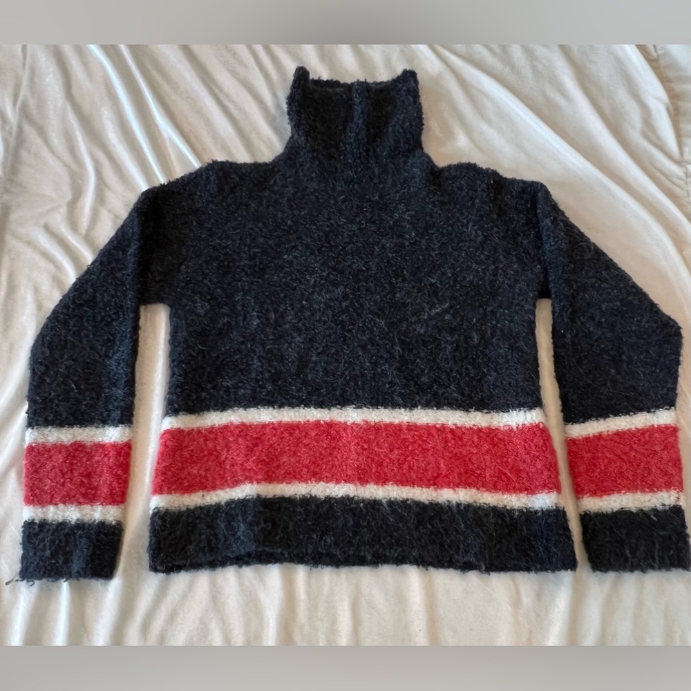 Ann Taylor Gray Turtleneck Boucle Wool Blend Sweater, Size S